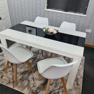 Kitchen Dining Table With 4 Chairs White Black Table (140x80x75) 4 White Tulip Chairs, Kitchen Dining Room Furniture