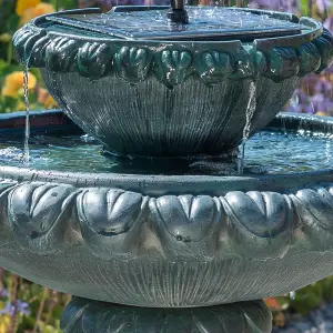 Primrose Victoriana Solar Bird Bath Outdoor Water Feature with Lights H79cm