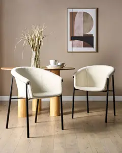 Set of 2 Dining Chairs AMES Boucle Off-White