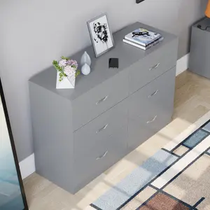 Vida Designs Riano Grey 6 Drawer Chest (H)800mm (W)1200mm (D)400mm