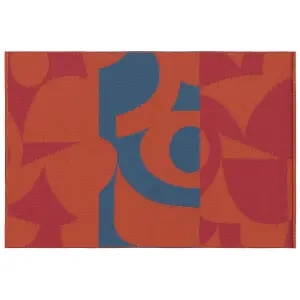 GoodHome Malaita Blue & Red Fragment Woven effect Reversible Medium Outdoor Rug, (L)180cm x (W)120cm