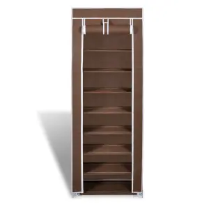 Fabric Shoe Cabinet with Cover 162 x 57 x 29 cm Brown