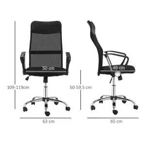 HOMCOM Executive Office Chair High Back Mesh Back Seat Desk Chairs, Black