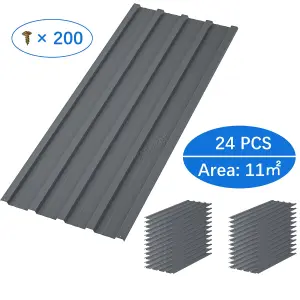 Birchtree Corrugated Roof Sheet Profile Metal Roofing Panel Cover Carport Shed 24PCS Grey