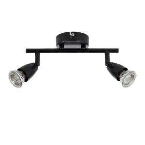 Luminosa Amalfi Twin Ceiling Spotlight 2 Light Matt Black Paint