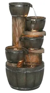 Aqua Creations Dilworth Wooden Barrels Mains Plugin Powered Water Feature