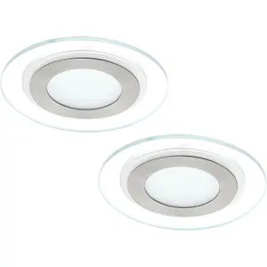 2 PACK Wall / Ceiling Flush Downlight White & Satin Nickel 12W Built in LED