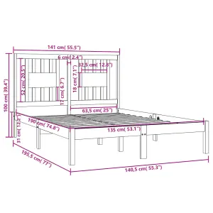 Berkfield Bed Frame Solid Wood 135x190 cm Double