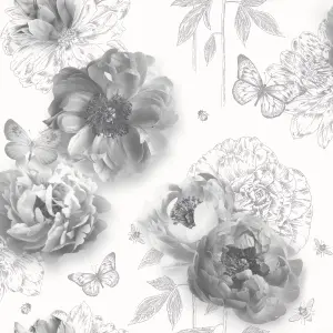 Arthouse Flower Garden Mono Wallpaper