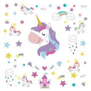 Walplus Magical Unicorns World Kids Sticker PVC Multicoloured