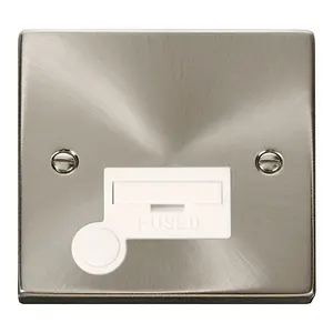 Satin / Brushed Chrome 13A Fused Connection Unit With Flex - White Trim - SE Home