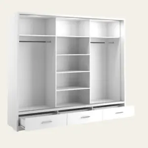 Fendi 23 3 Sliding Door Corner Wardrobe with LED Lighting & Ample Storage Solutions