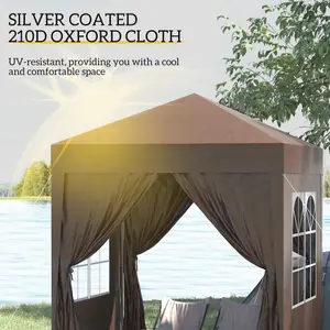 Outsunny 2mx2m Pop Up Gazebo Party Tent Canopy Marquee with Storage Bag Coffee