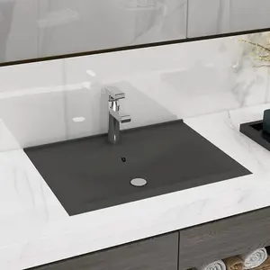 Luxury Basin with Faucet Hole Matt Dark Grey 60x46 cm Ceramic