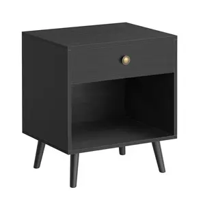 Monterey 1 Drawer Bedside Table Black