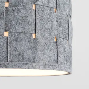 ValueLights Monza Pair of Grey Weave Fabric Pendant Light Shades