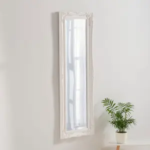 Burdette Glass Flat Wall Mirror White / 134 cm H x 43 cm W