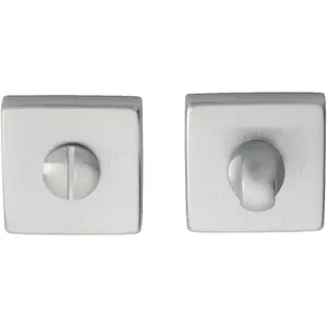 Square Rose Thumbturn & Release Lock - Satin Chrome - Bathroom Door WC