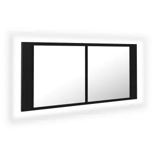 Berkfield LED Bathroom Mirror Cabinet Black 100x12x45 cm