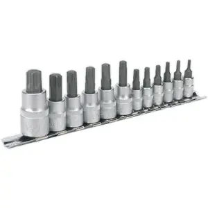 12pc TRX Star Socket Bit Set - 1/4" 3/8" 1/2" Square Drive - T10 to T60 TORX Kit