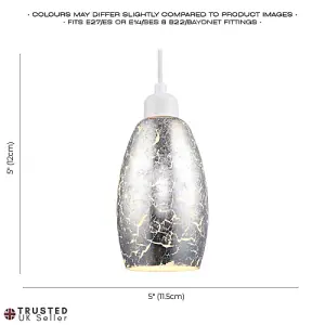 Modern Silver Foil Print Glass Pendant Light Shade with Curving Rectangular Body