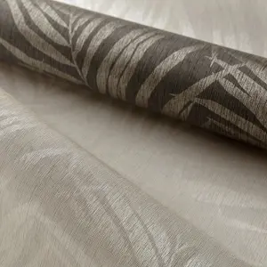 Grandeco Maui Palm Frond Leaf Textured Wallpaper, Neutral