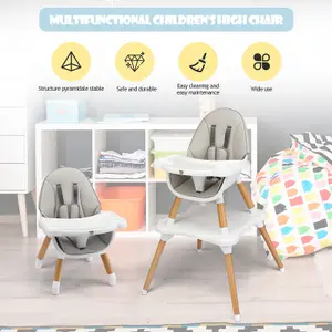 4 in 1 Baby High Chair Infant Child Feeding Seat Highchair w/ Food Tray Safety Belt