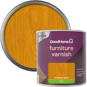 GoodHome Antique Pine Satin Multi-surface Furniture Wood varnish, 250ml