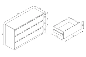 ZITA - 6 Drawer Chest of Drawers in Matt White Marble Effect