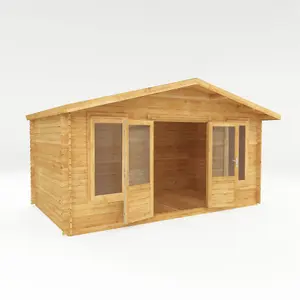 Waltons Wooden Log Cabin 5m x 3m Retreat Summerhouse Garden Room - 28mm Double Glazed