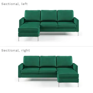 Chapman sectional sofa in velvet green