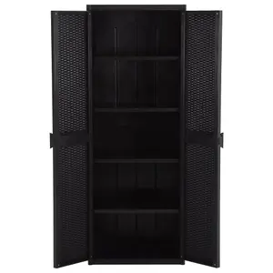 Berkfield Garden Storage Cabinet Black 65x45x172 cm PP Rattan