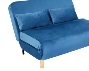 Keller Blue Velvet double Futon Sofa Bed