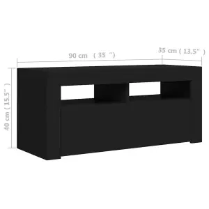 vidaXL TV Cabinet with LED Lights Black 90x35x40 cm