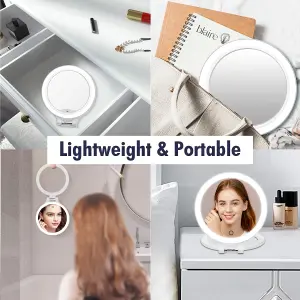 Fascinate Magnifying Mirror 10X 1X Double Sided Magnification Vanity Mirror 3 Colour Setting Adjustable Rotation LED