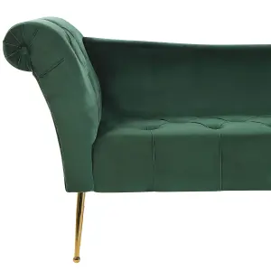 Velvet Chaise Lounge Green NANTILLY