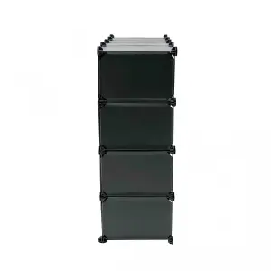 Oypla Interlocking 16 Compartment Shoe Organiser Storage Cube Rack Black