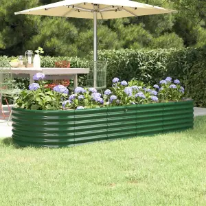 Berkfield Garden Planter Powder-coated Steel 224x80x36 cm Green