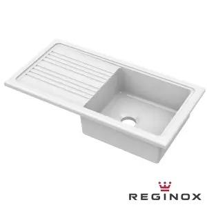 Reginox RL304 CW II White 1.0 Bowl Inset Reversible Ceramic Kitchen Sink