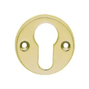 45mm Euro Profile Open Escutcheon 8mm Depth Polished Brass Keyhole Cover