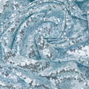 Neel Blue 11x108 Inch Shimmer Sequin Table Runner Glitter Fabric, Baby Blue