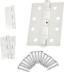 EAI - 4" Door Hinges & Screws G11 FD30/60 - 102x76x2.7mm Square - White Pack of 2 Pairs