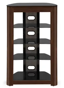 Centurion Supports Zinnia 5-Shelf Black with Walnut Fascia Flat Screen TV, Hi-Fi, AV Rack Glass Stand