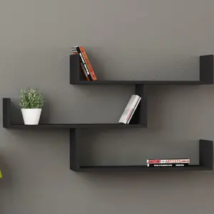 Summer-Louise 3 Piece Floating Shelf Wall Mounted Bookcase Anthracite