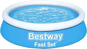 Bestway 6ft x 20'' Fast Set Swimming Pool  Round Outdoor Family Paddling Pool for Garden