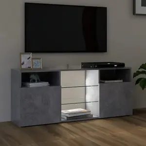 Berkfield TV Cabinet with LED Lights Concrete Grey 120x30x50 cm