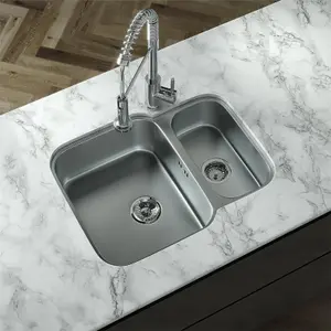 Liquida NR590SS 1.5 Bowl Reversible Undermount Stainless Steel Kitchen Sink