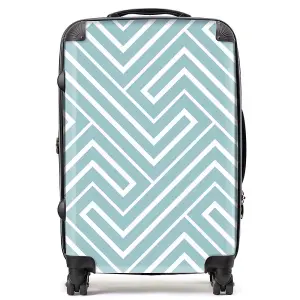 Blue And White Geometric Pattern Suitcase - Medium