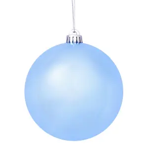 Blue Plastic Round Christmas bauble set, Set of 4 (D) 100mm