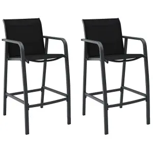 Berkfield Garden Bar Chairs 2 pcs Black Textilene